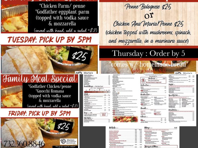 Maria's Pizza Spotswood Menu