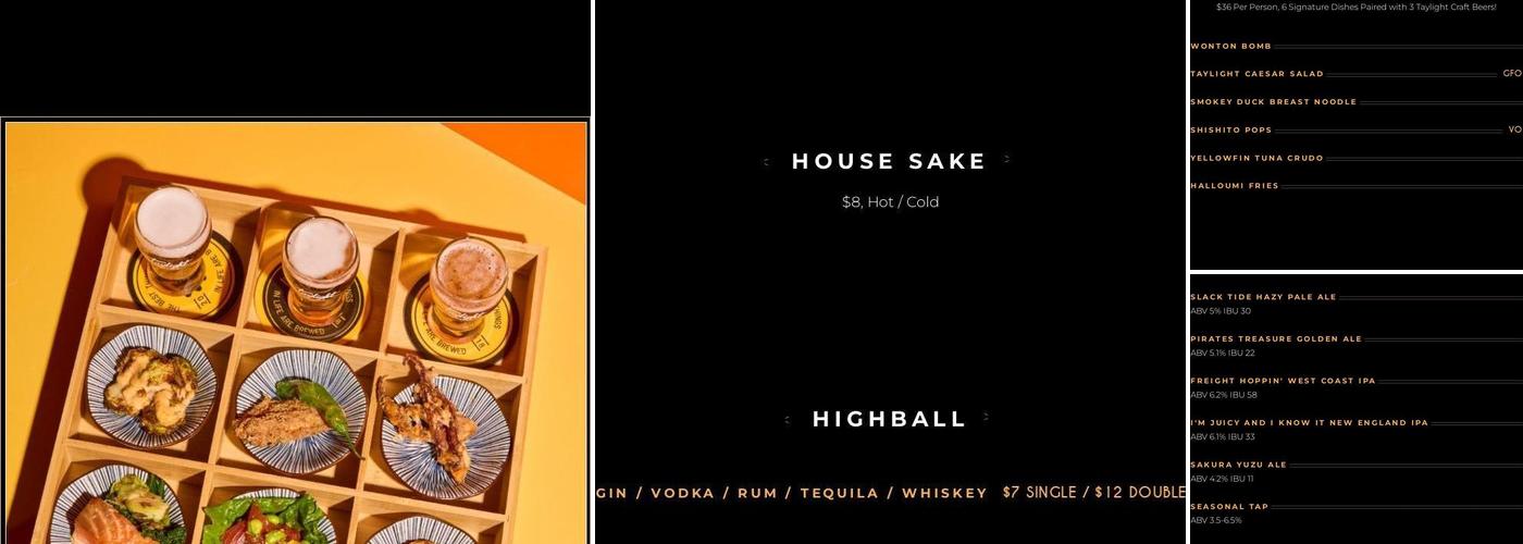 Taylight Local Craft Beer & Kitchen Menu