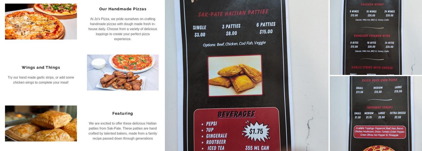 Jo's Pizza Menu