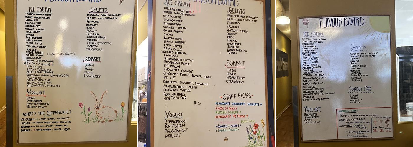 Ed's Real Scoop, Roncesvalles Menu