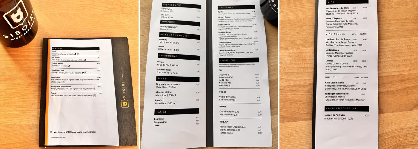 Siboire Notre-Dame Menu