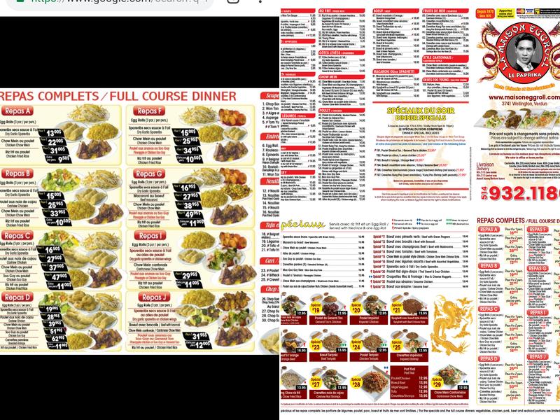 La Maison Egg Roll Menu