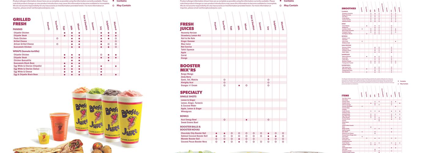 Booster Juice Menu