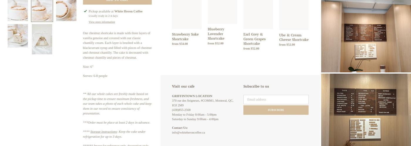 White Heron Coffee Menu