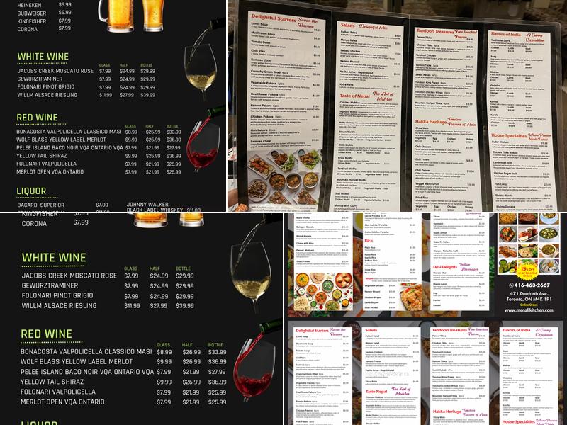 Menali Restaurant Menu