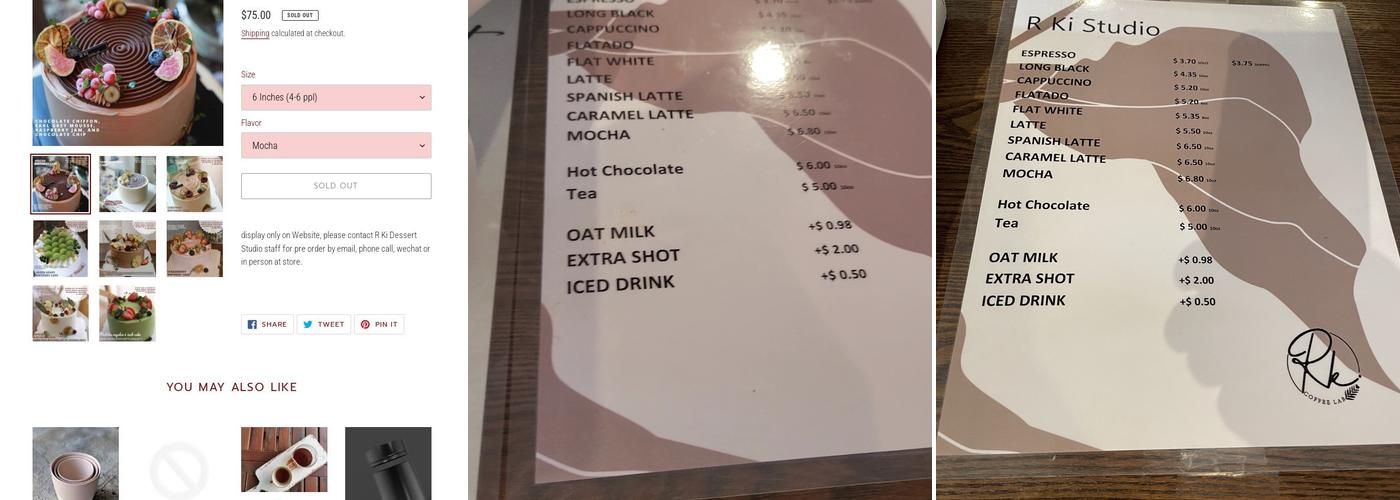 R Ki Dessert Studio Menu
