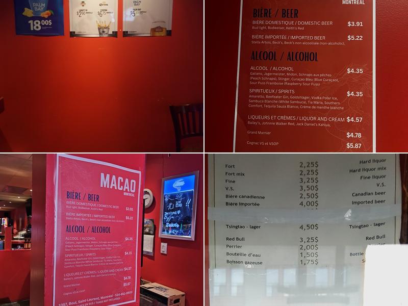 Bar Macao Menu