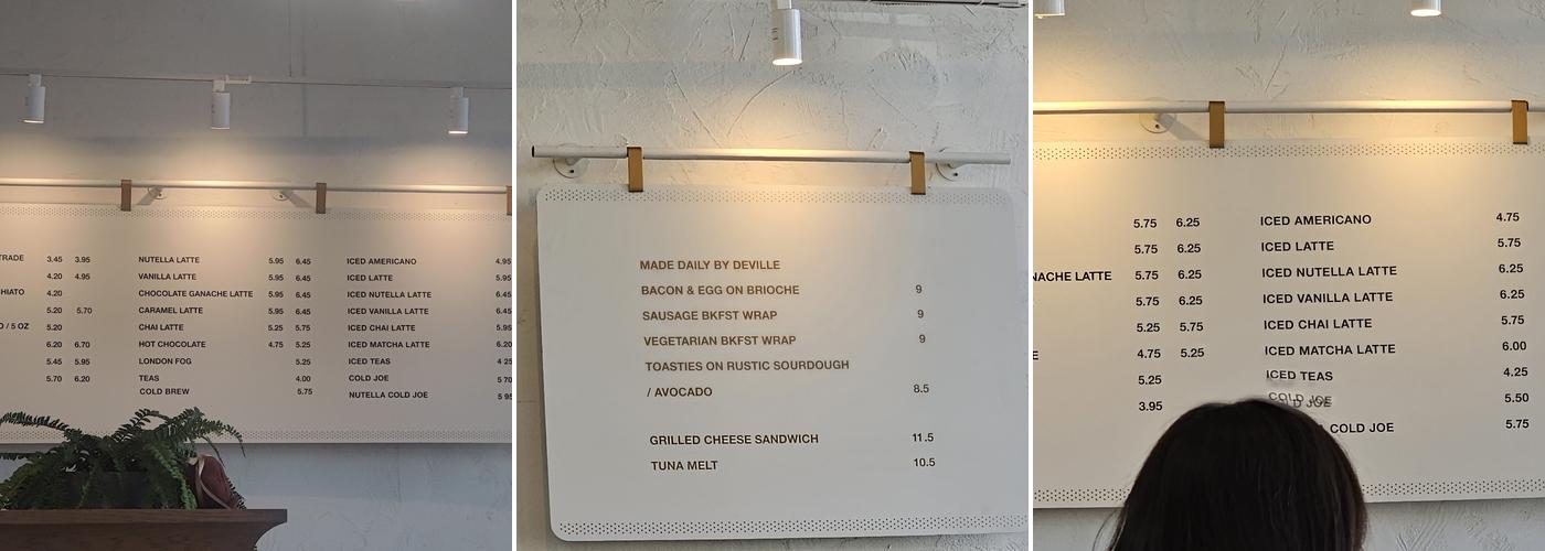 Deville Coffee Menu