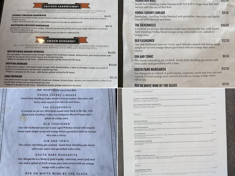 South Park Brewing Menu