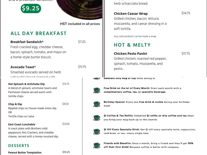 The Pink Piano Cafe & Lounge Menu