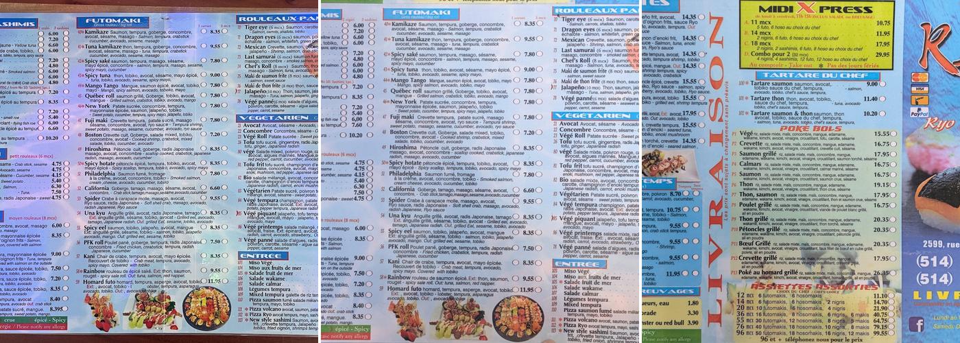 Sushi Ryo & Ryo Poké Bols Menu