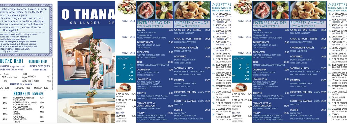 O Thanassis Grillades Grecques Menu