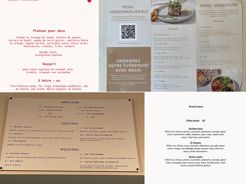 Restaurant Krood - Pokés et Tartares Menu