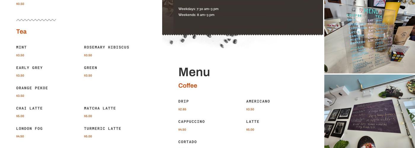 Double Rainbow Cafe Menu