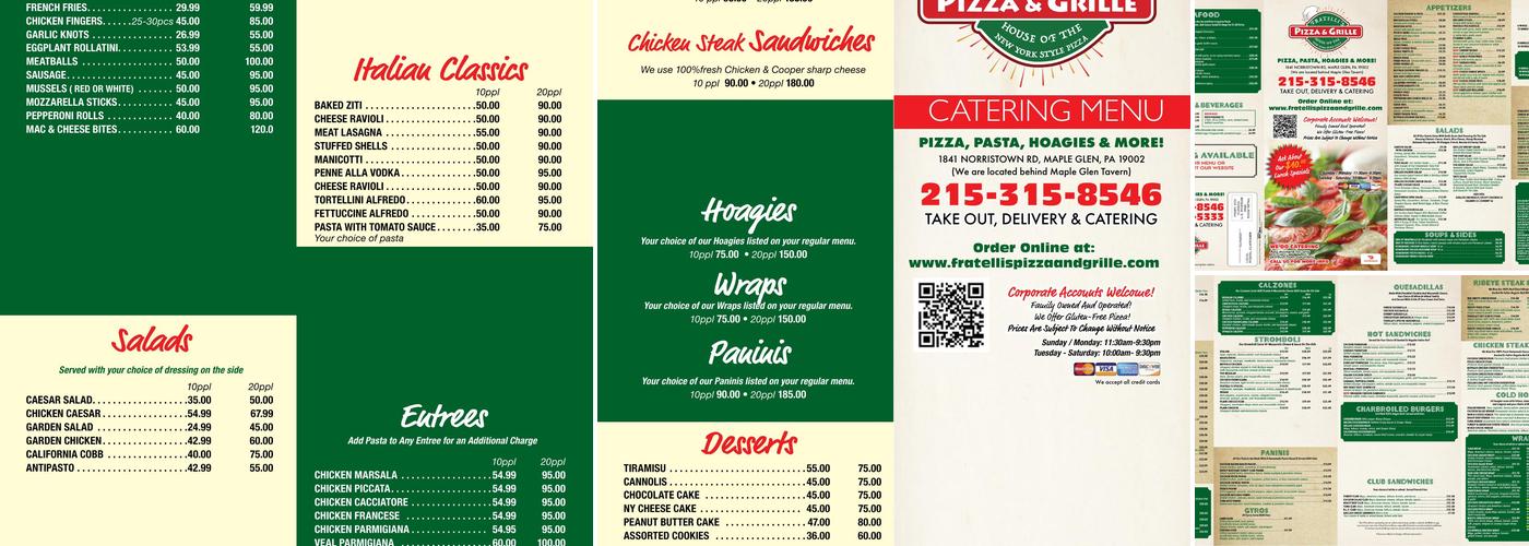 Fratelli’s Pizza, Maple Glen Menu