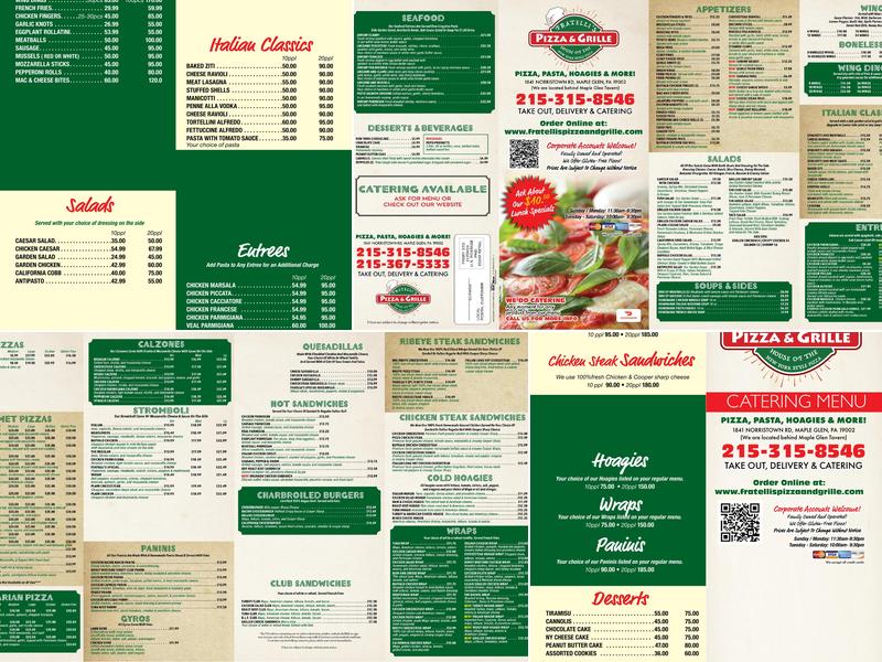 Fratelli’s Pizza, Maple Glen Menu