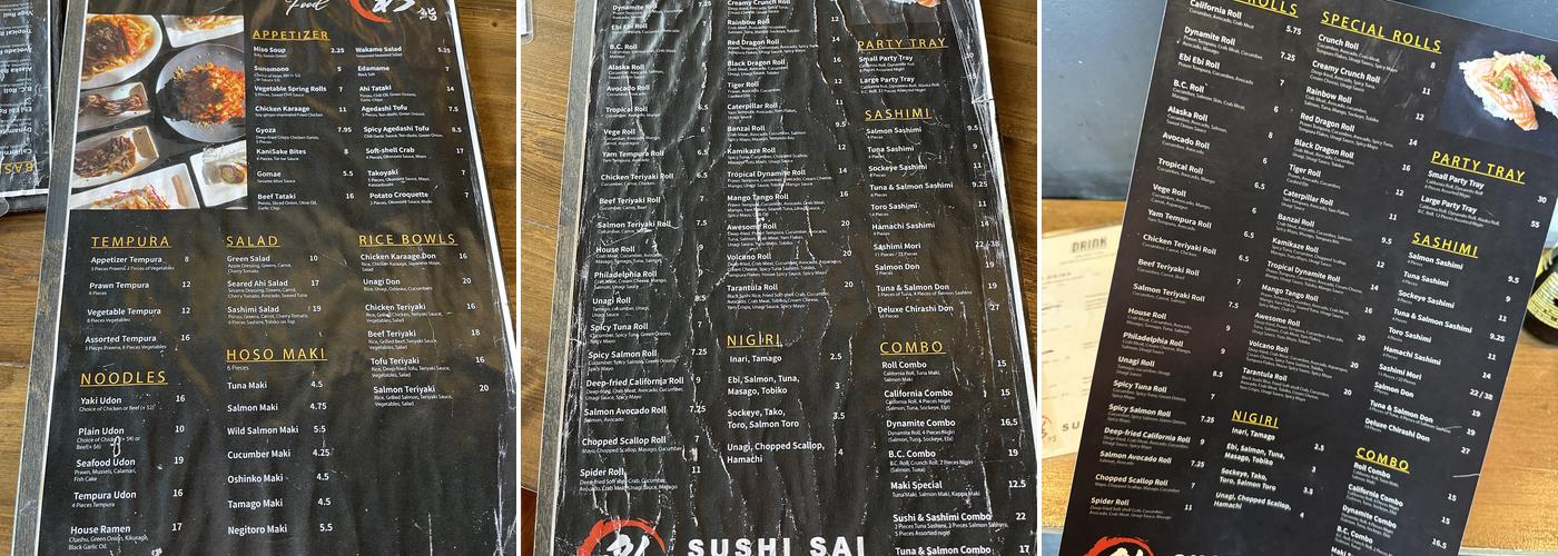 Sushi Sai Menu
