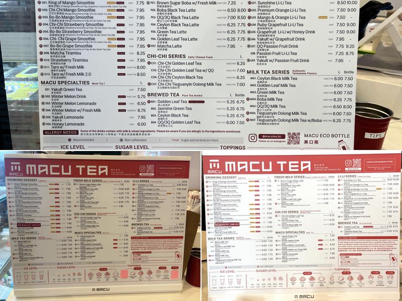 MACU TEA - Robson Menu