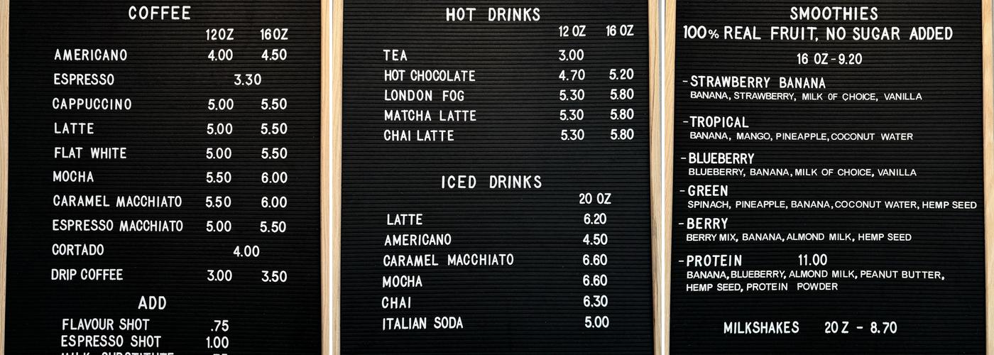 Impresso Cafe Menu
