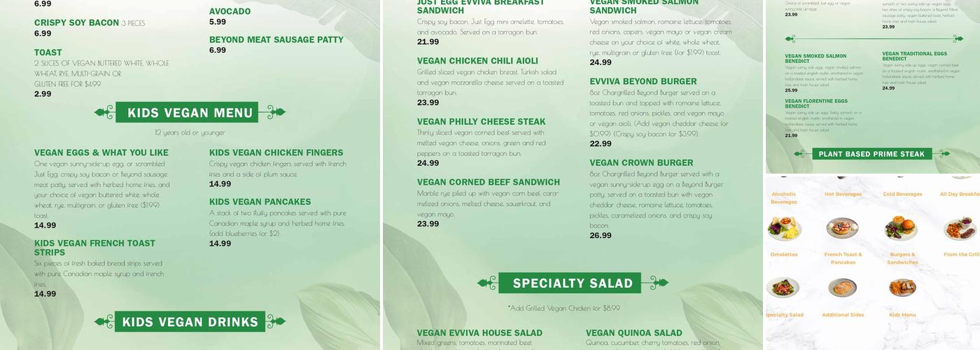 Evviva Breakfast and Lunch Menu