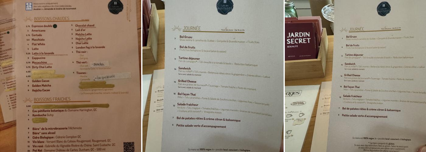 Café des Habitudes Menu