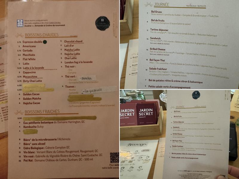 Café des Habitudes Menu