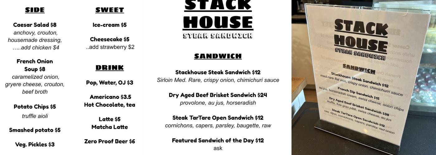 Stackhouse SteakSandwich Menu