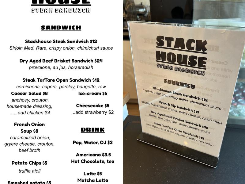 Stackhouse SteakSandwich Menu