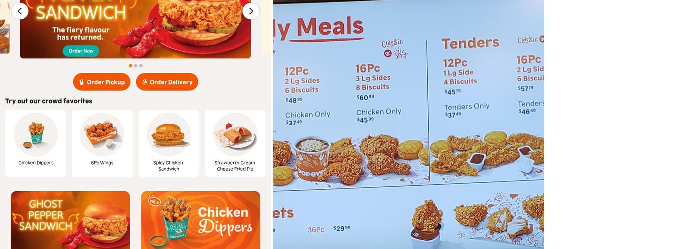Popeyes Louisiana Kitchen Menu