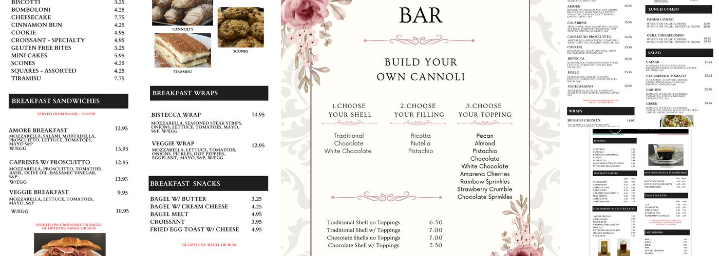 Café Amore Menu