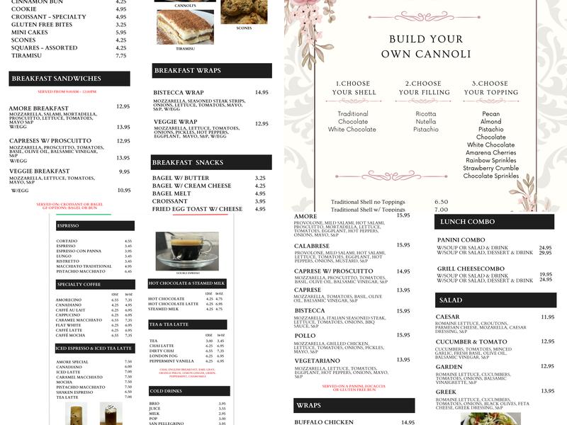 Café Amore Menu