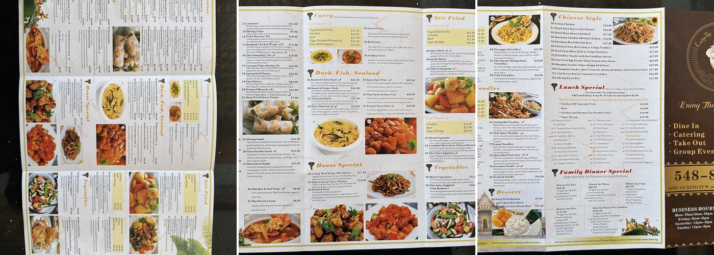 Krung Thep Thai Cuisine Menu