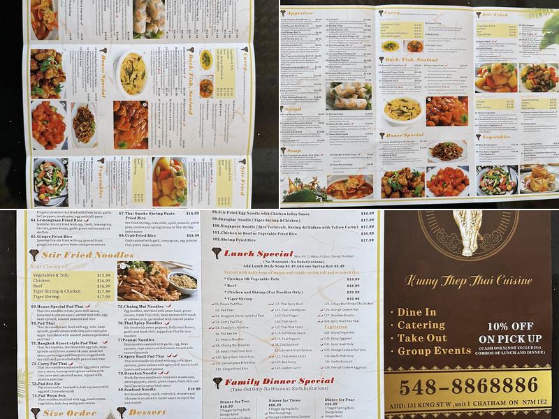 Krung Thep Thai Cuisine Menu