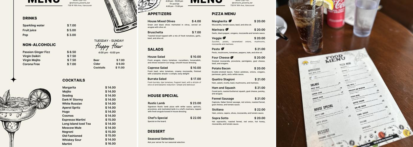 Ramson’s Pizza and Bar Menu