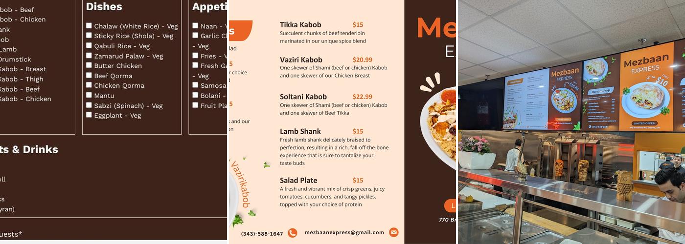 Mezbaan Express Menu