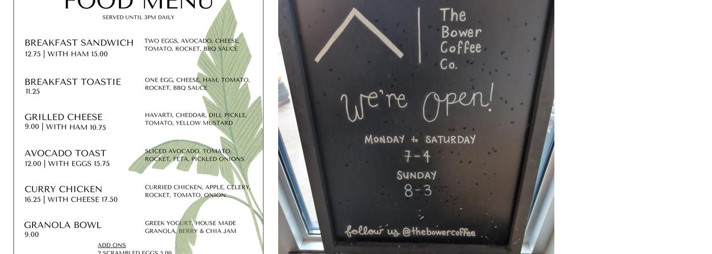 The Bower Coffee Co Menu