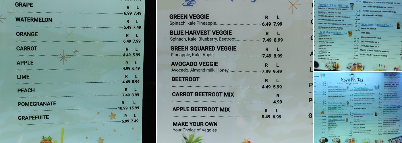 Royal FruiTea Menu