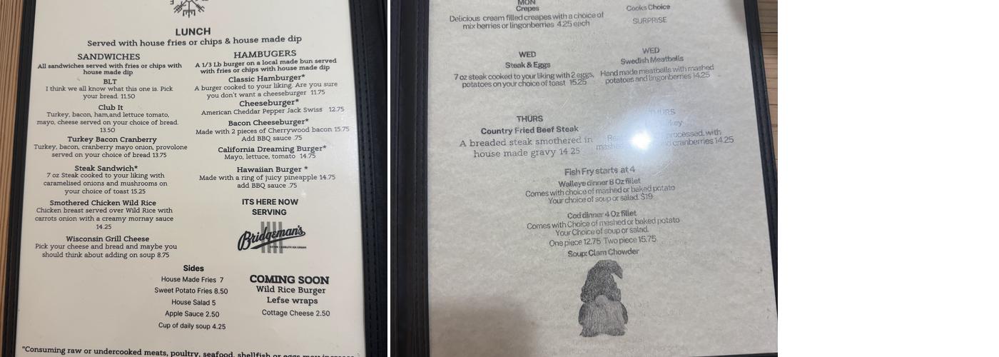 Billings Park Eatery Menu