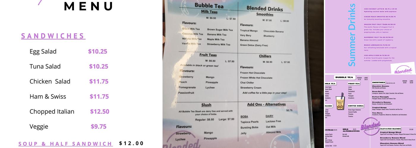 Blended Beverage Bar & Bites Menu