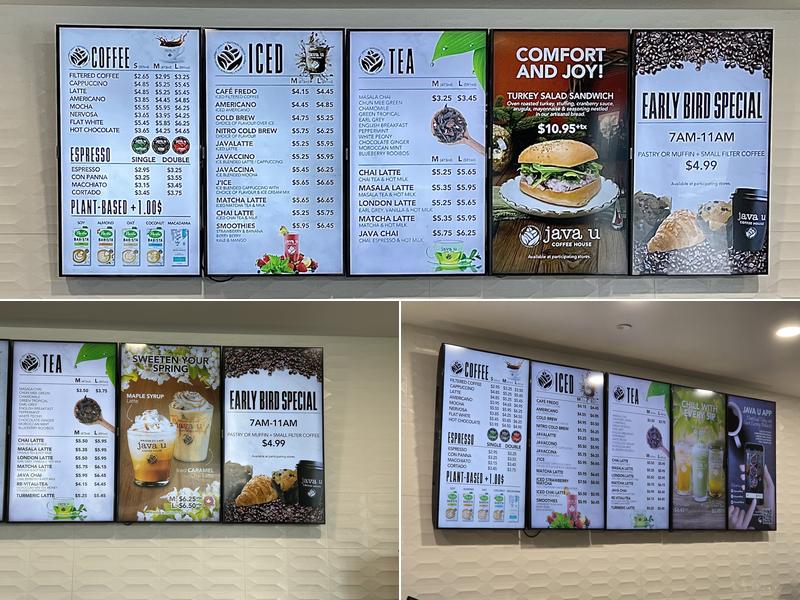 Java U Coffee House Menu