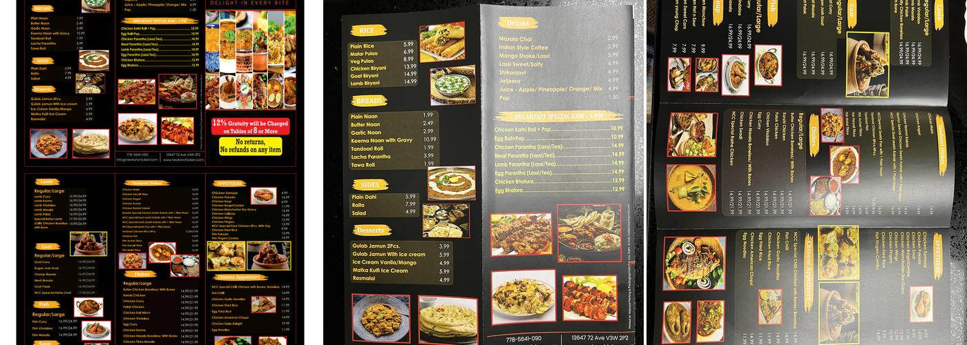 Newton Chicken Corner Menu