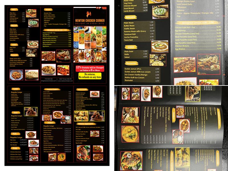 Newton Chicken Corner Menu