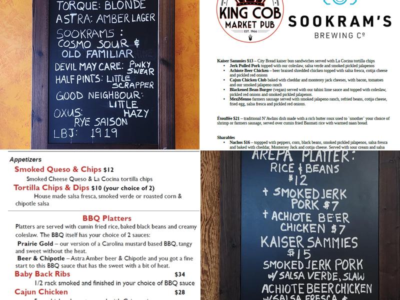 King Cob Market Pub Menu