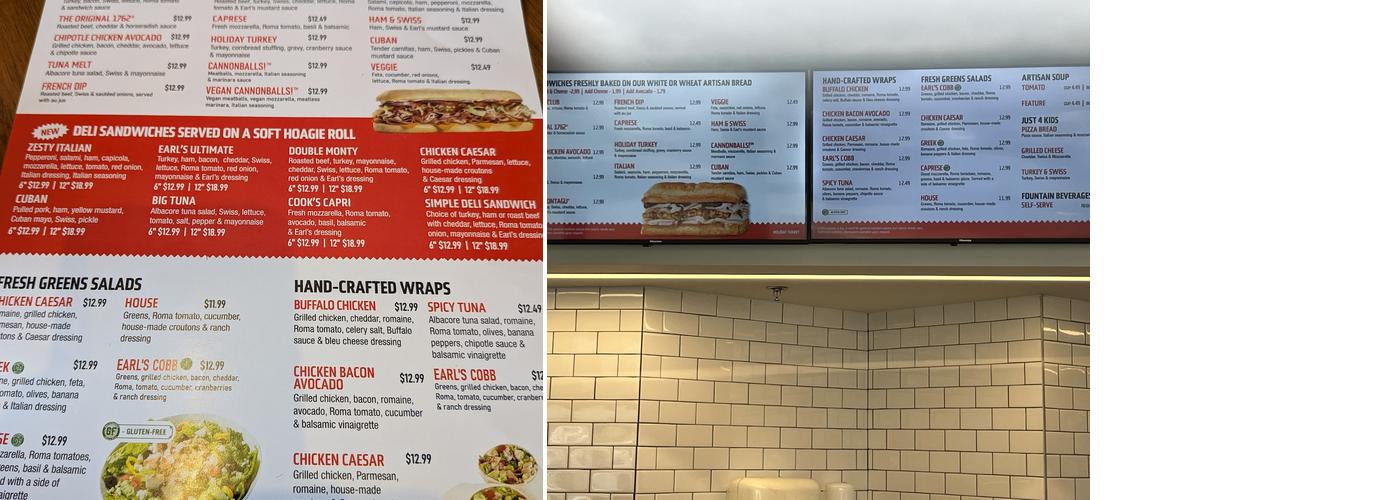 Earl of Sandwich Menu