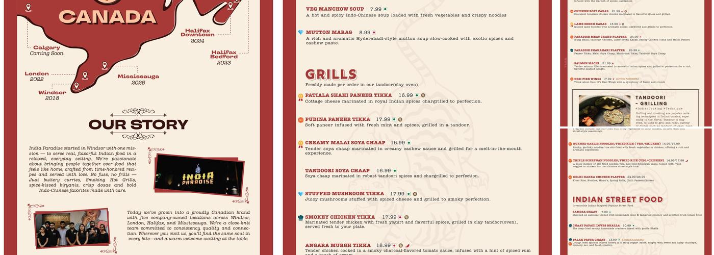 India Paradise - Halifax Downtown Menu