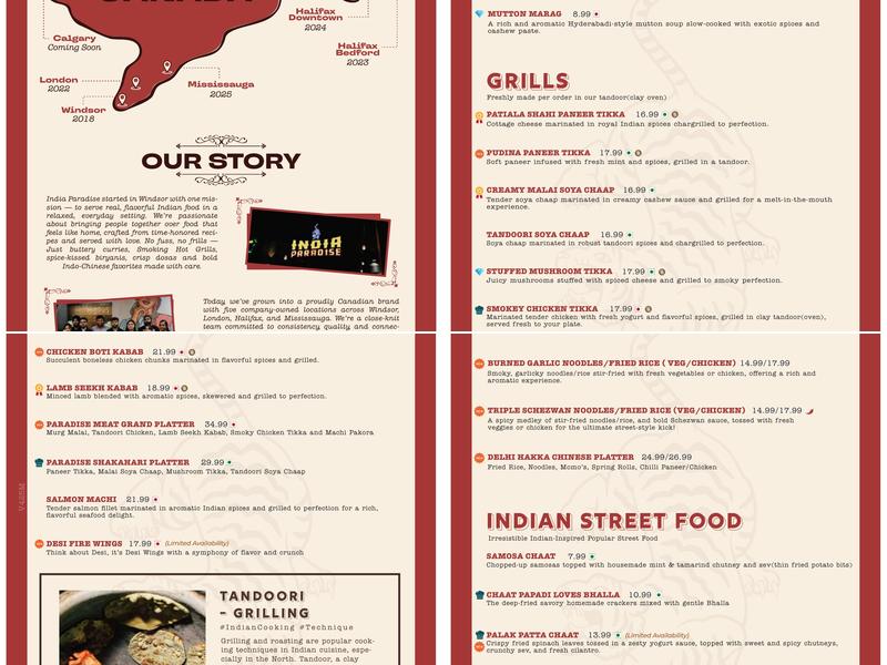 India Paradise - Halifax Downtown Menu