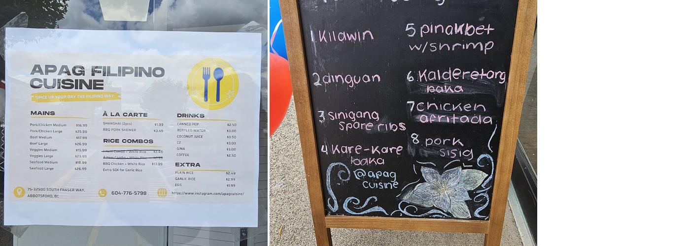 Apag Filipino Cuisine Menu