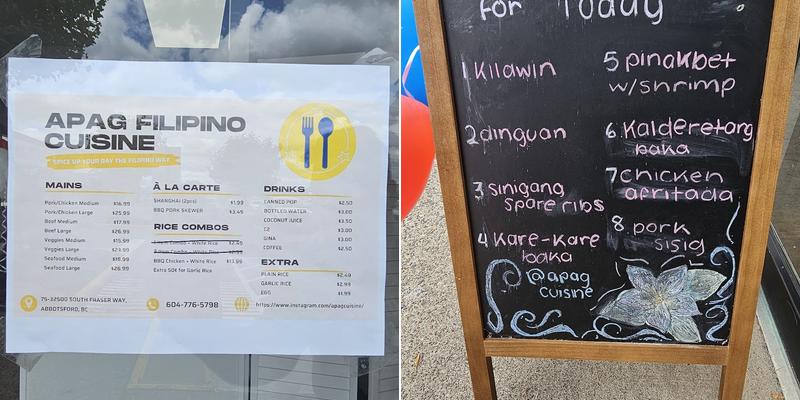 Apag Filipino Cuisine Menu