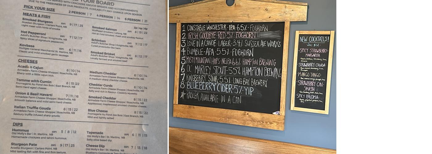 Old Molly's Bar Menu