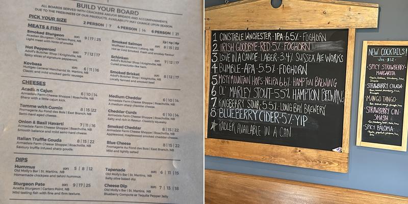 Old Molly's Bar Menu